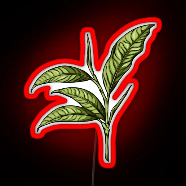 Green Tea Leaf Leaves RGB Neon Sign