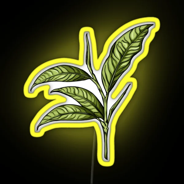 Green Tea Leaf Leaves RGB Neon Sign