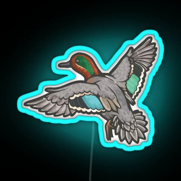Green Winged Teal RGB Neon Sign