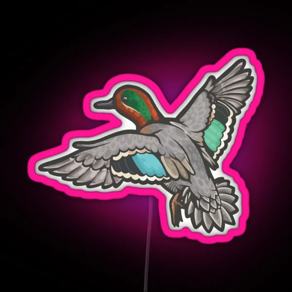 Green Winged Teal RGB Neon Sign