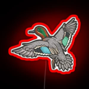 Green Winged Teal RGB Neon Sign