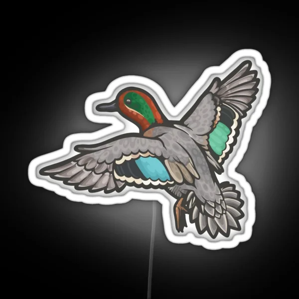 Green Winged Teal RGB Neon Sign