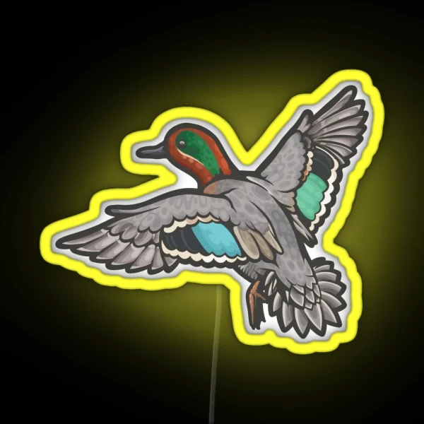 Green Winged Teal RGB Neon Sign