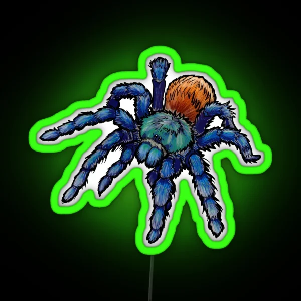 Greenbottle Blue Tarantula With Black Outline RGB Neon Sign