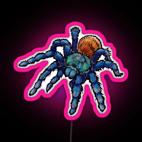 Greenbottle Blue Tarantula With Black Outline RGB Neon Sign