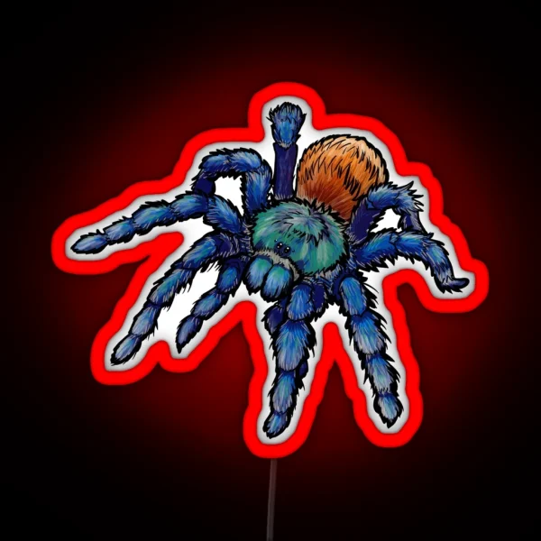 Greenbottle Blue Tarantula With Black Outline RGB Neon Sign