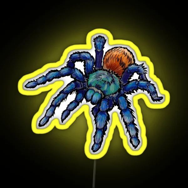 Greenbottle Blue Tarantula With Black Outline RGB Neon Sign