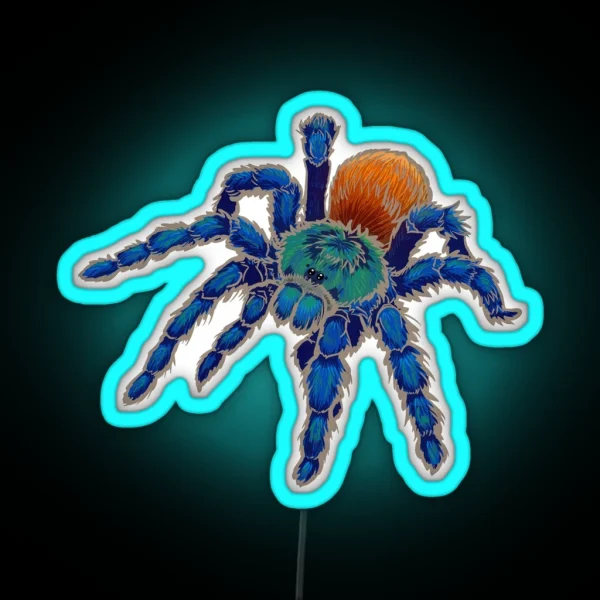 Greenbottle Blue Tarantula With Khaki Outline RGB Neon Sign