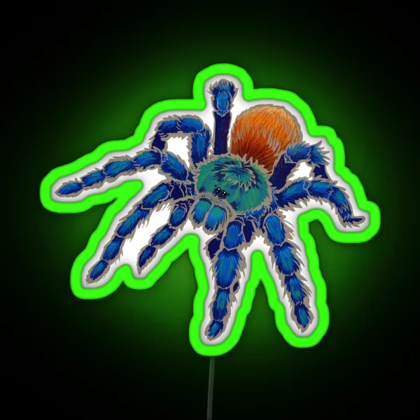 Greenbottle Blue Tarantula With Khaki Outline RGB Neon Sign