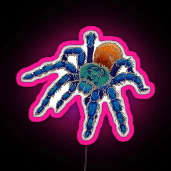 Greenbottle Blue Tarantula With Khaki Outline RGB Neon Sign