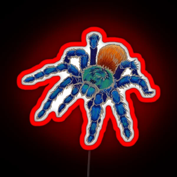 Greenbottle Blue Tarantula With Khaki Outline RGB Neon Sign