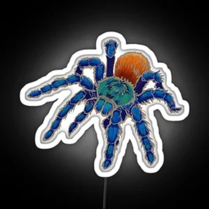 Greenbottle Blue Tarantula With Khaki Outline RGB Neon Sign