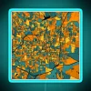 Greensboro Map Pattern In Orange And Teal RGB Neon Sign - Image 2