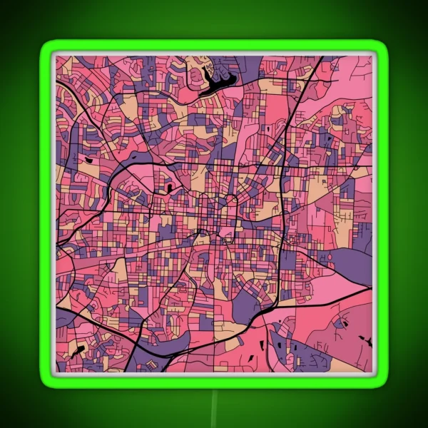 Greensboro Map Pattern In Purple And Pink RGB Neon Sign