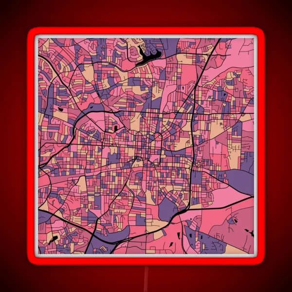 Greensboro Map Pattern In Purple And Pink RGB Neon Sign