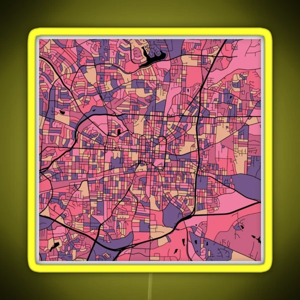 Greensboro Map Pattern In Purple And Pink RGB Neon Sign