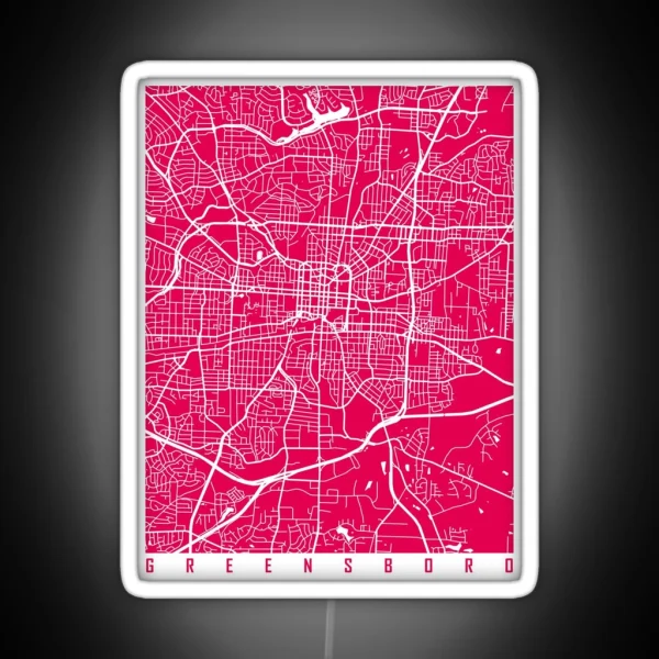 Greensboro Map Raspberry RGB Neon Sign