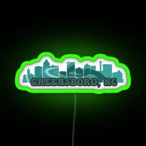 Greensboro NC Skyline Aqua RGB Neon Sign