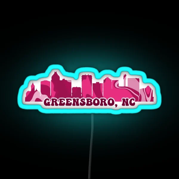 Greensboro NC Skyline Pink RGB Neon Sign