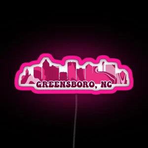 Greensboro NC Skyline Pink RGB Neon Sign