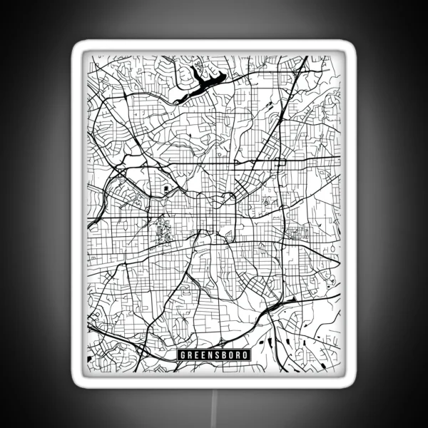 Greensboro North Carolina Street Map RGB Neon Sign