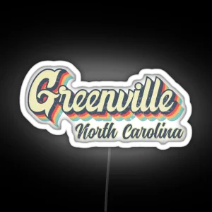 Greenville City North Carolina Retro Vintage 70s Rainbow RGB Neon Sign