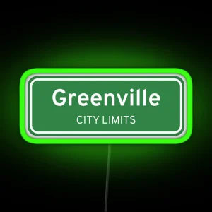 Greenville SC NC City Limits Street Sign RGB Neon Sign