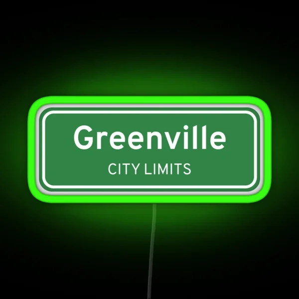 Greenville SC NC City Limits Street Sign RGB Neon Sign