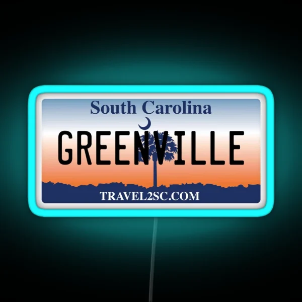 Greenville South Carolina License Plate RGB Neon Sign