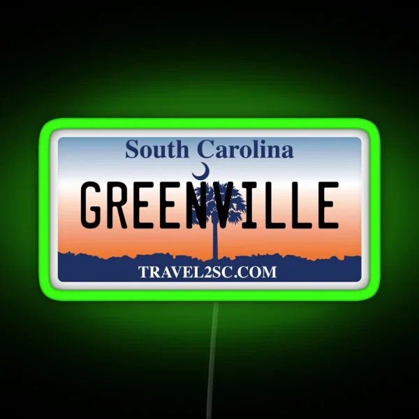 Greenville South Carolina License Plate RGB Neon Sign
