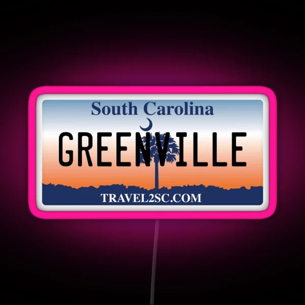Greenville South Carolina License Plate RGB Neon Sign