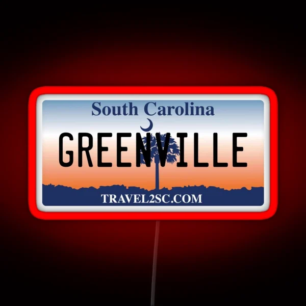 Greenville South Carolina License Plate RGB Neon Sign