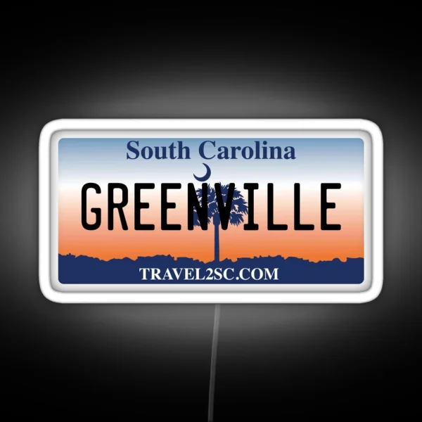 Greenville South Carolina License Plate RGB Neon Sign