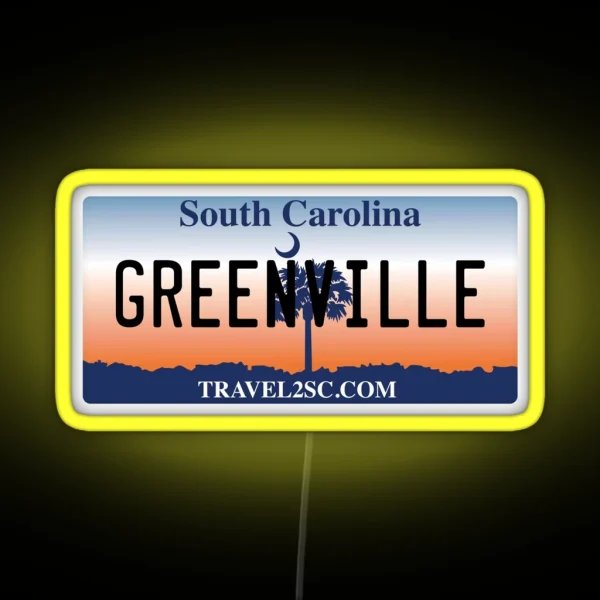 Greenville South Carolina License Plate RGB Neon Sign
