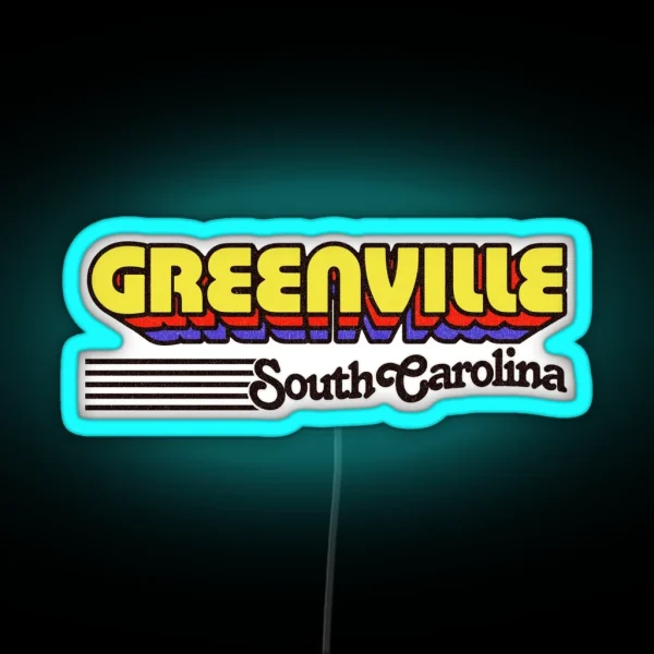 Greenville South Carolina Retro Stripes RGB Neon Sign