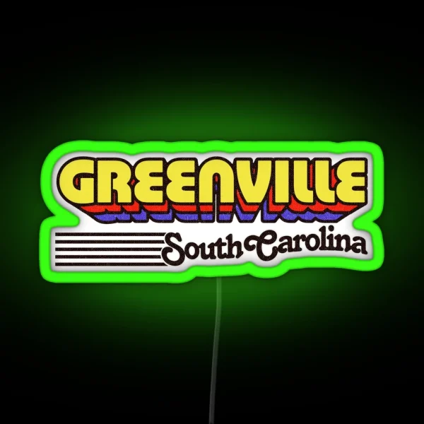 Greenville South Carolina Retro Stripes RGB Neon Sign