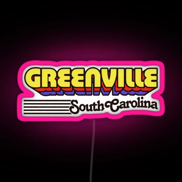 Greenville South Carolina Retro Stripes RGB Neon Sign