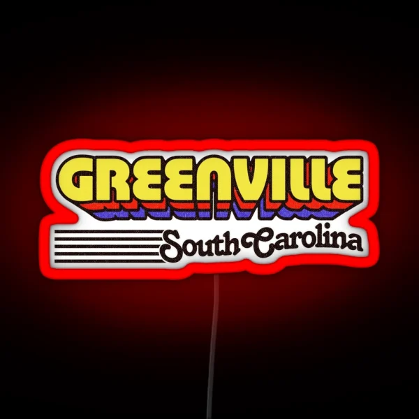 Greenville South Carolina Retro Stripes RGB Neon Sign