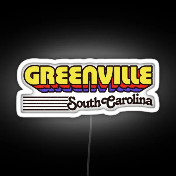 Greenville South Carolina Retro Stripes RGB Neon Sign