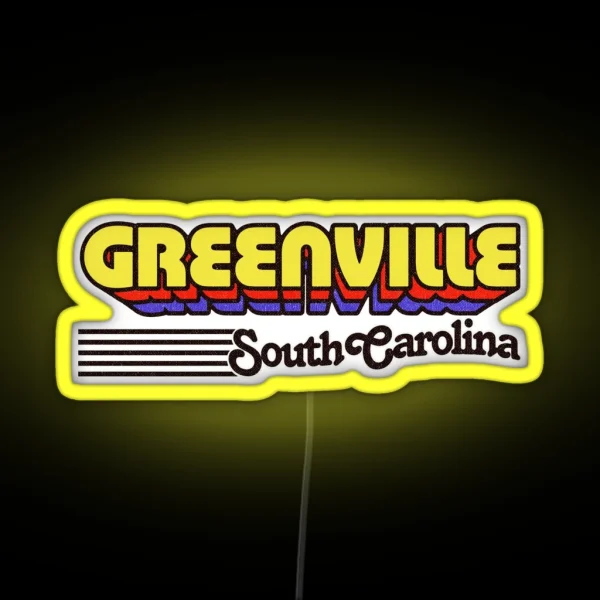 Greenville South Carolina Retro Stripes RGB Neon Sign
