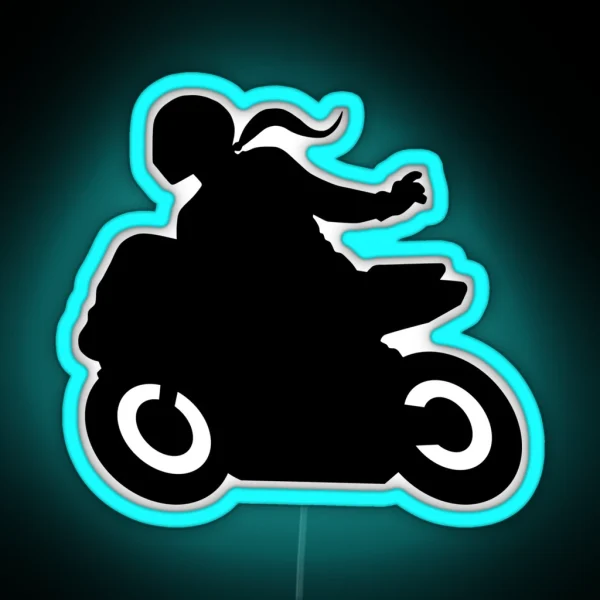 Greetings Biker Super Athlete Biker Girl Naked Bike Biker Girl Sport Bike Female Motorcyclist RGB Neon Sign