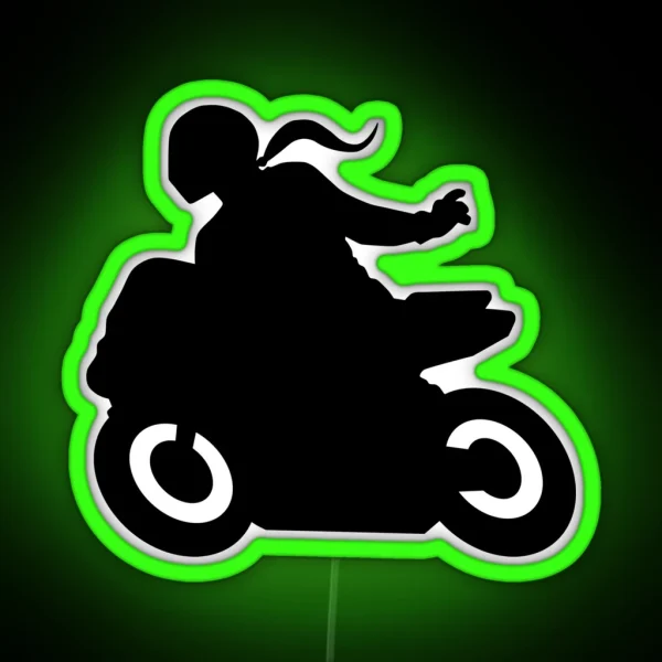 Greetings Biker Super Athlete Biker Girl Naked Bike Biker Girl Sport Bike Female Motorcyclist RGB Neon Sign