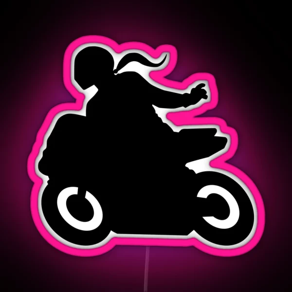 Greetings Biker Super Athlete Biker Girl Naked Bike Biker Girl Sport Bike Female Motorcyclist RGB Neon Sign