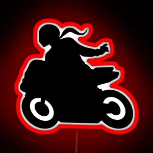 Greetings Biker Super Athlete Biker Girl Naked Bike Biker Girl Sport Bike Female Motorcyclist RGB Neon Sign