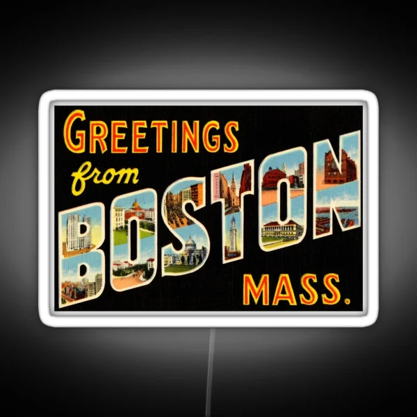 Greetings From Boston Mass RGB Neon Sign