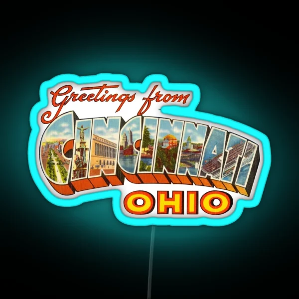 Greetings From Cincinnati Ohio 1 RGB Neon Sign