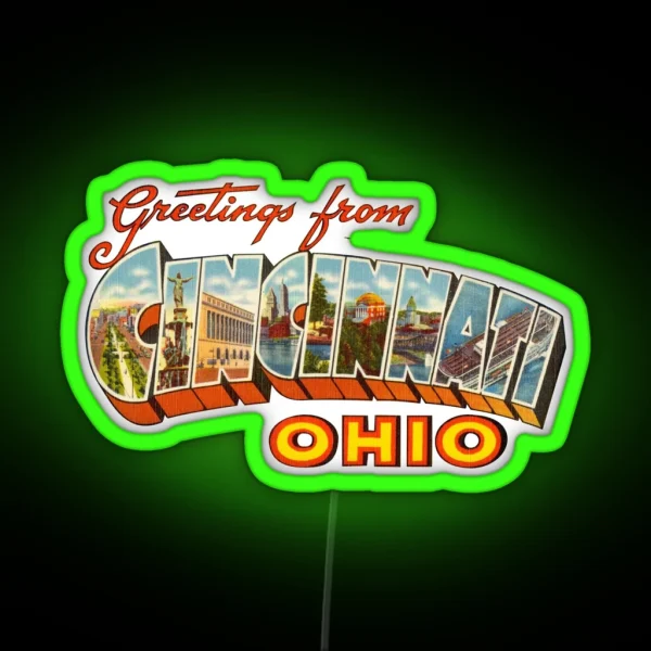 Greetings From Cincinnati Ohio 1 RGB Neon Sign