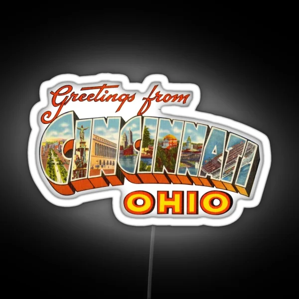 Greetings From Cincinnati Ohio 1 RGB Neon Sign