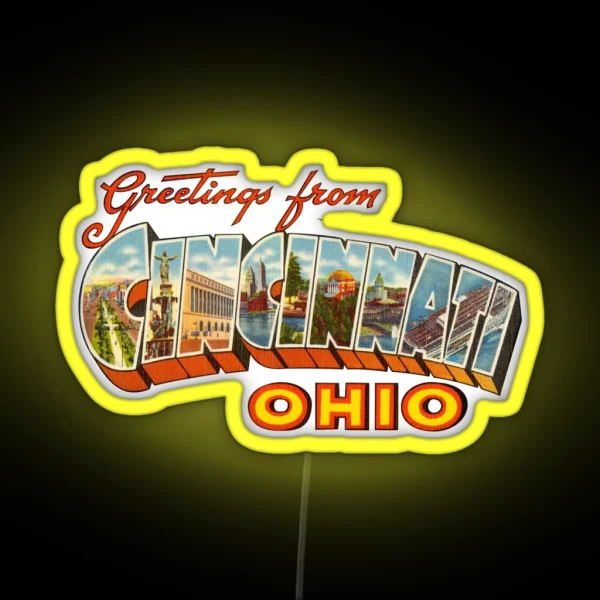 Greetings From Cincinnati Ohio 1 RGB Neon Sign