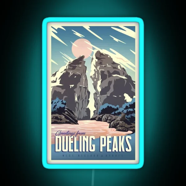 Greetings From Dueling Peaks RGB Neon Sign